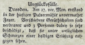 Unglücksfälle, Quelle: Budissinische wöchentliche Nachrichten, No. XXVII, Den 1. Julius 1796, Seite 106 (Sammlung Dr. H. Schaffhirt)