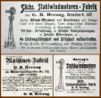oben Plauensches Wochenblatt um 1900, u.l. Dresdn. Anz. 1870, u.r. Gartenflora 1906/7