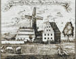 Papiermühle am Weißeritzmühlgraben mit Wind- und Wasserkraft betrieben, anno 1730