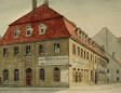 Münze bzw. Silberhammer an der Ostra-Allee, nach rechts das Hofwaschhaus und das sog. "Günthersche Haus" um 1896
